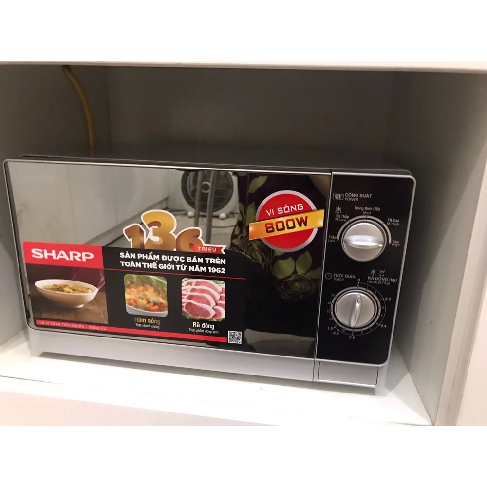 Lò vi sóng Sharp R-203VN-M 20 lít, không nướng, mặt gương siêu đẹp, chính hãng, bảo hành 12 tháng