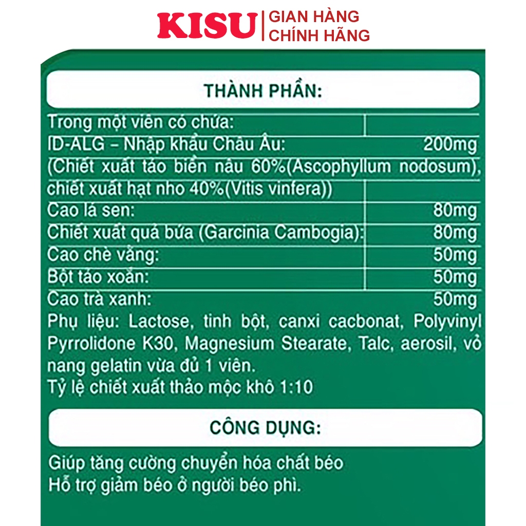 Viên Uống Giảm Cân Slim Giúp Giảm Béo Giảm Mỡ Bụng An Toàn Chính Hãng Nhập Khẩu Châu Âu BPH SLim - Hộp 30 Viên