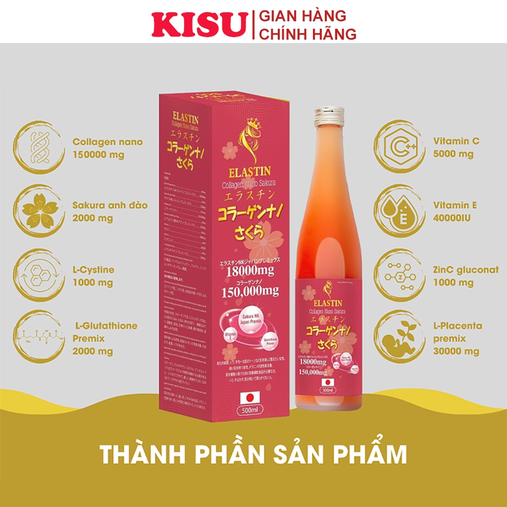Nước Uống Collagen Trắng Da Hết Nám Tàn Nhang Chính Hãng Nhật Bản -  Nước Collagen Trắng Da Nano Sakura 500ml