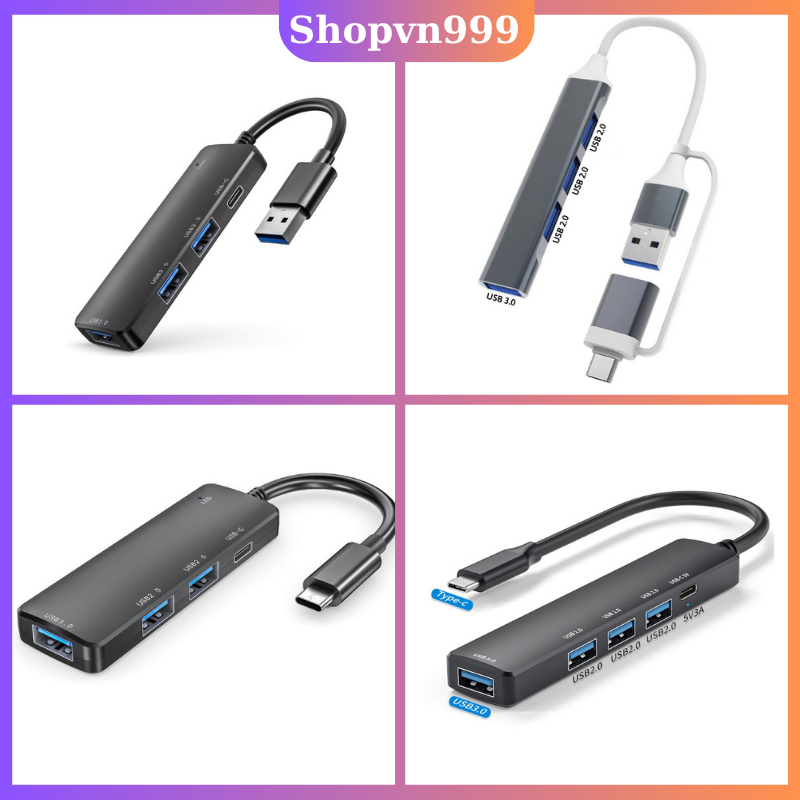 Hub chuyển cổng Type-C 4 in 1 đa năng chia cổng mở rộng kết nối cho pc, laptop, điện thoại