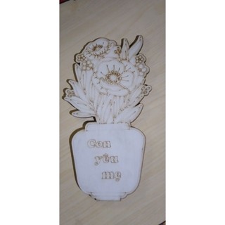 Sỉ thiệp Hoa gỗ cho bé tô màu- lọ hoa handmade quà tặng 20/10(mẫu khắc chữ ở lọ)