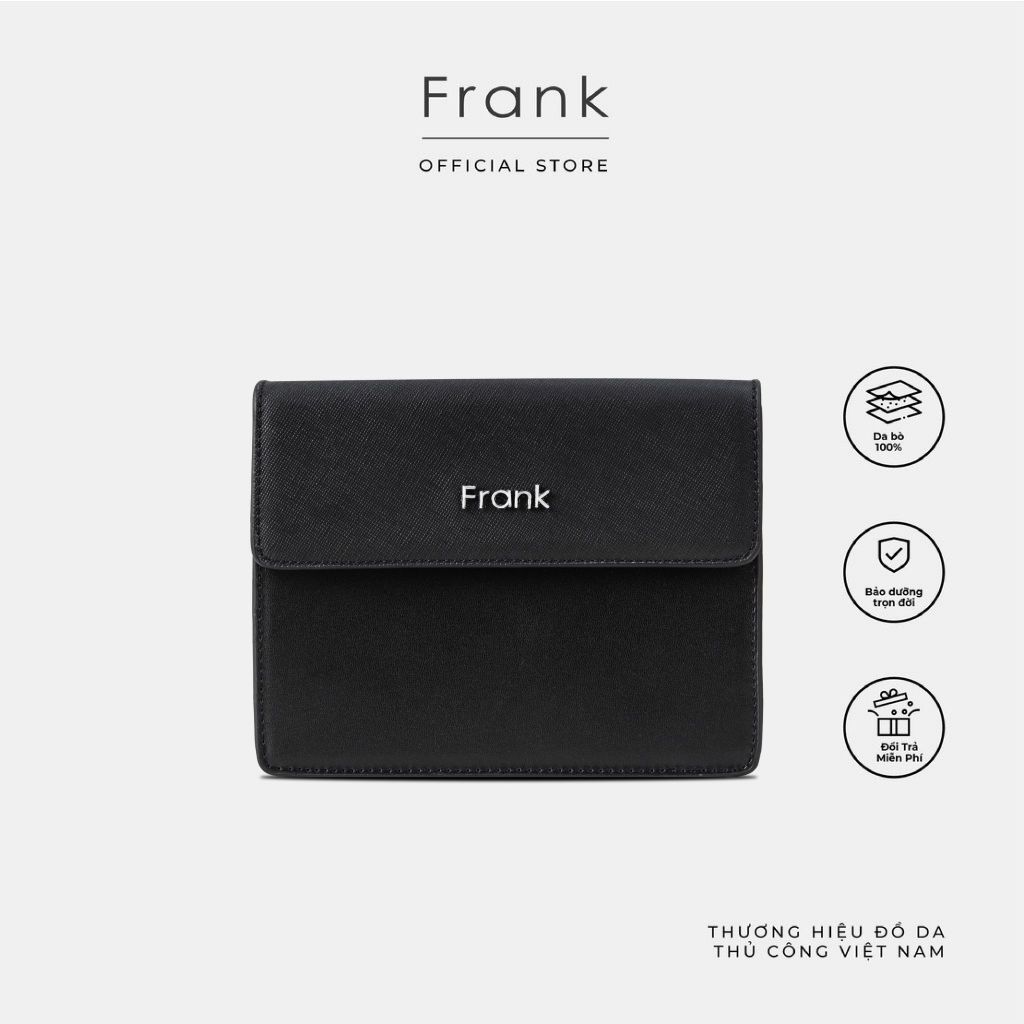 Túi Đeo Chéo Nam Da Bò Saffiano Cao Cấp FRANK Calvin Phone Bag Dáng Ngang Cho Nam Màu Đen