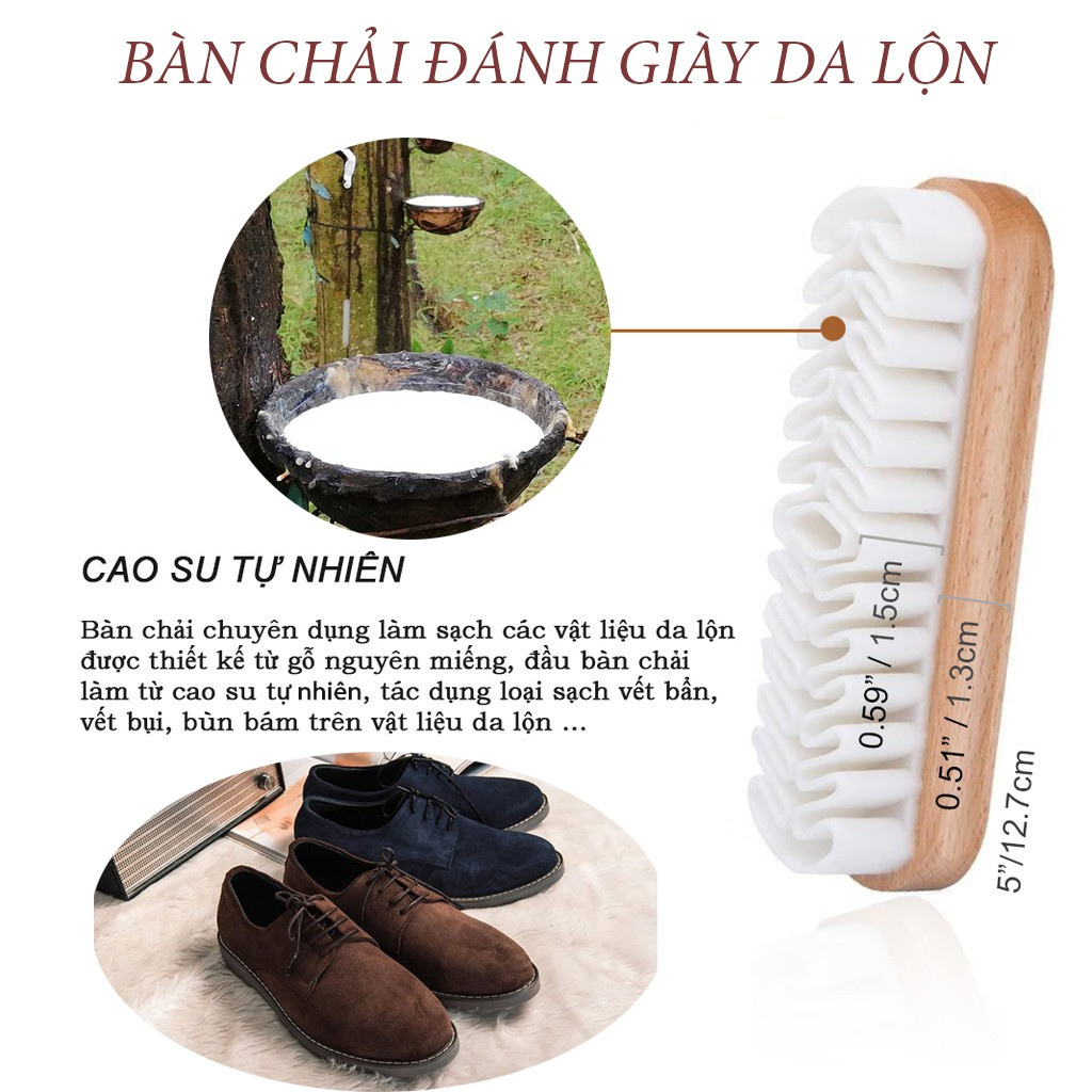 Bộ bàn chải đánh giày làm sạch, đánh bóng cho giày da và da lộn chính hãng - Chà giày da đen, da nâu, da lộn