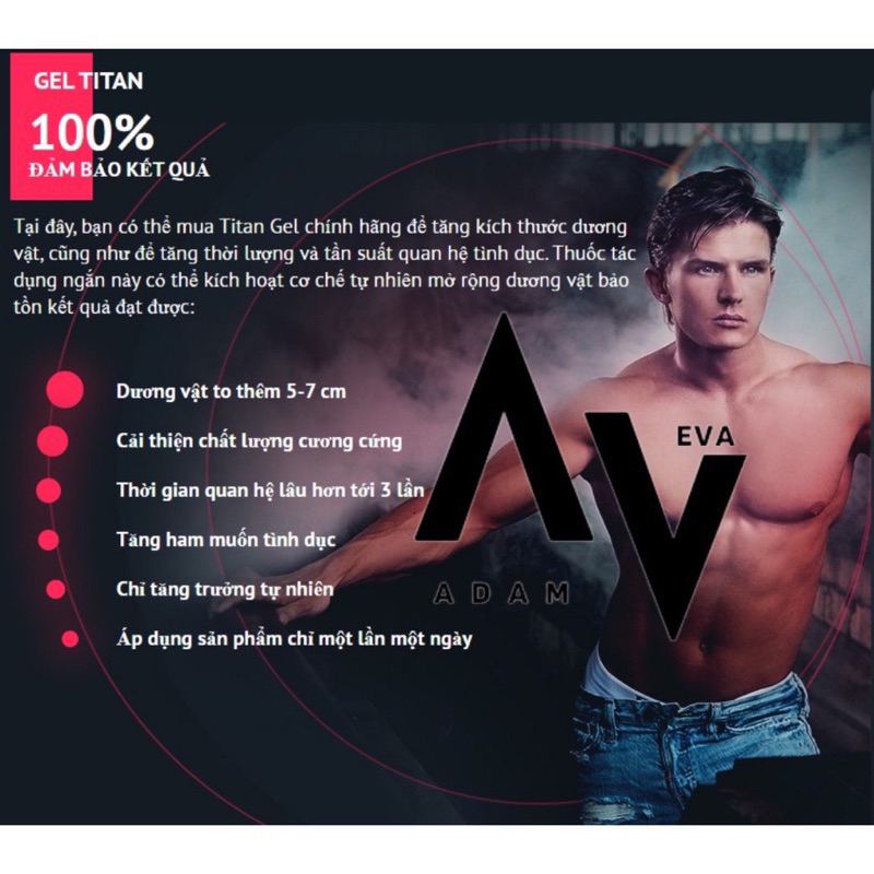 Gel titan god Nga tăng kích thước hàng chuẩn loại 1 Nga lọ 50ml
