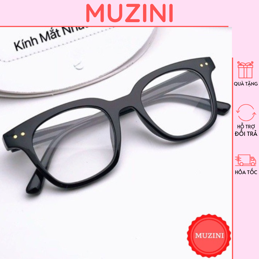 Kính Nam Nữ Không Độ Chữ V Giả Cận Thời Trang Sành Điệu Cao Cấp Hai Chấm Dọc Muzini KM10