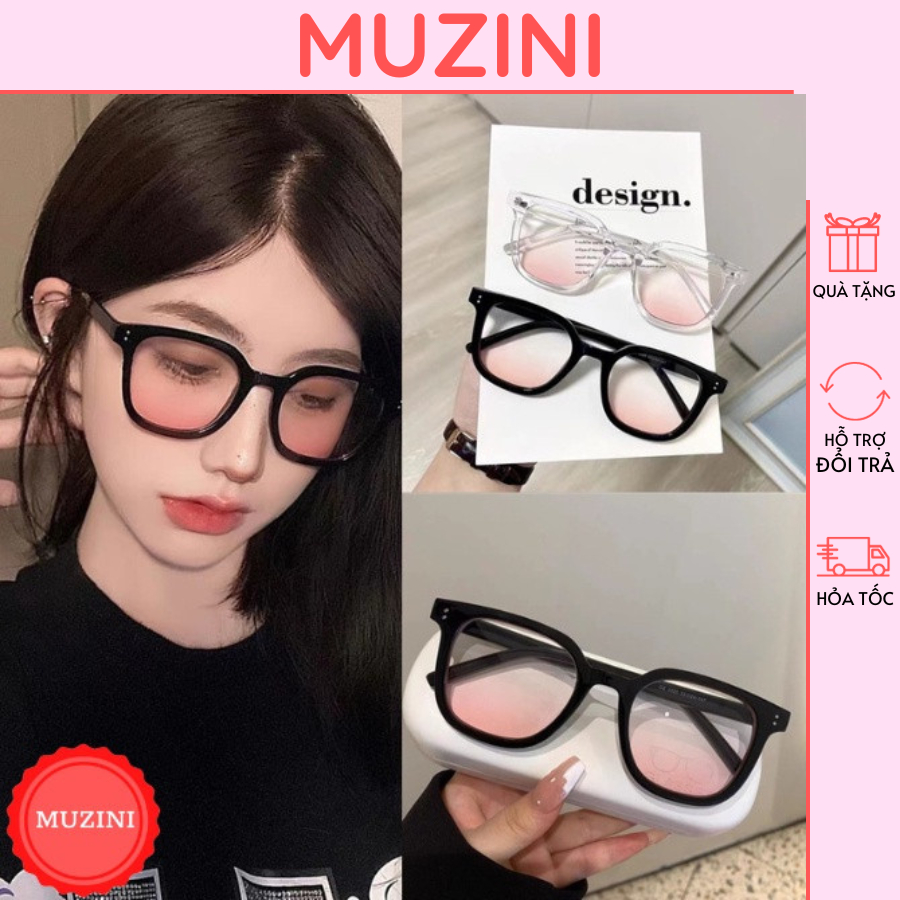 Kính mắt nữ Muzini kính thời trang má hồng hai màu trong suốt dễ thương hot trend KM18