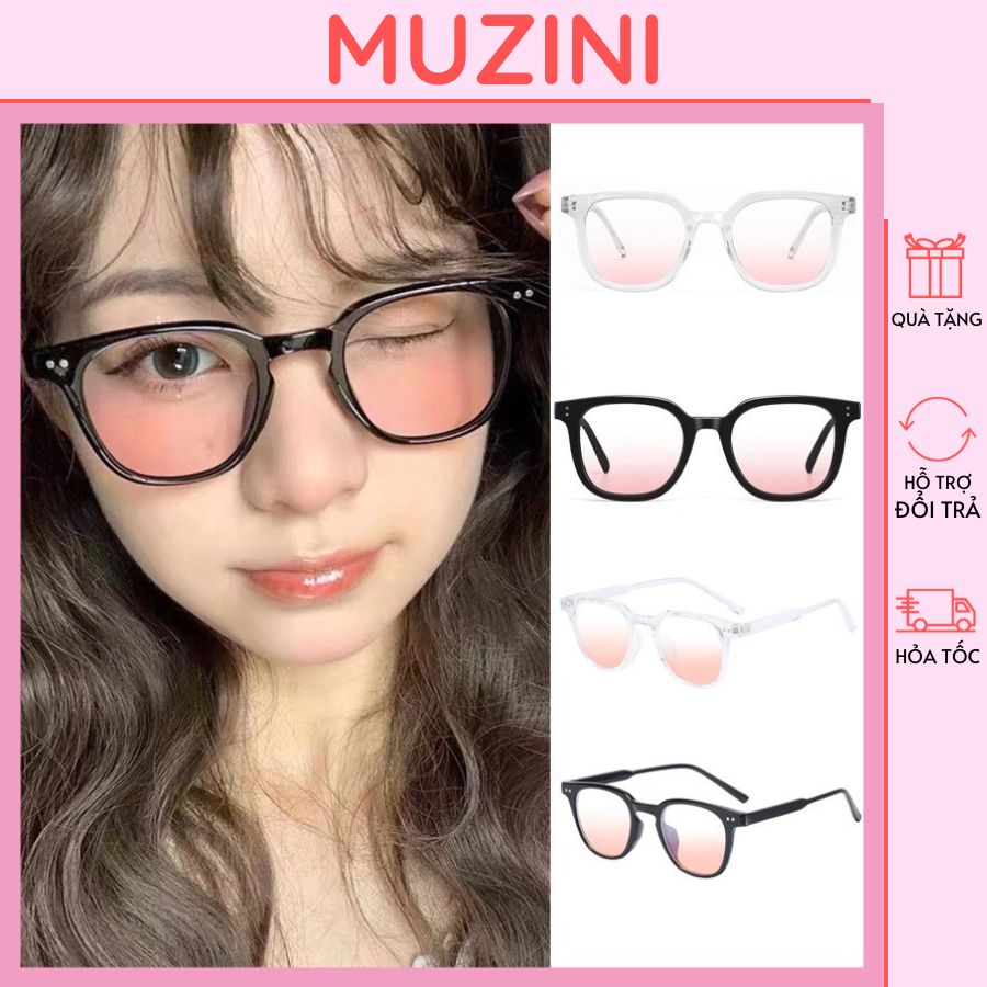 Kính mắt nữ hai chấm ngang hai màu hiệu ứng má hồng xinh xắn Muzini KM21