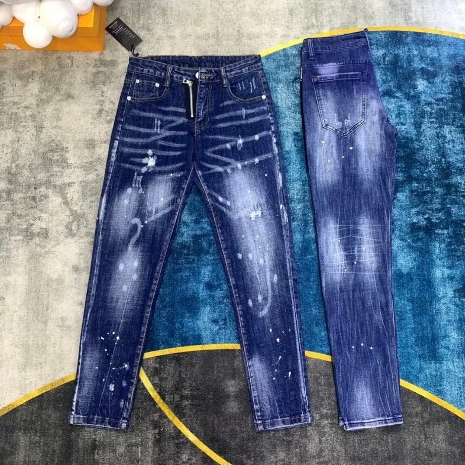 Quần Jean Nam DSQ Biker Họa Tiết Độc Đáo Quần Bò Nam Màu Xanh Vẩy Sơn Cực Hot