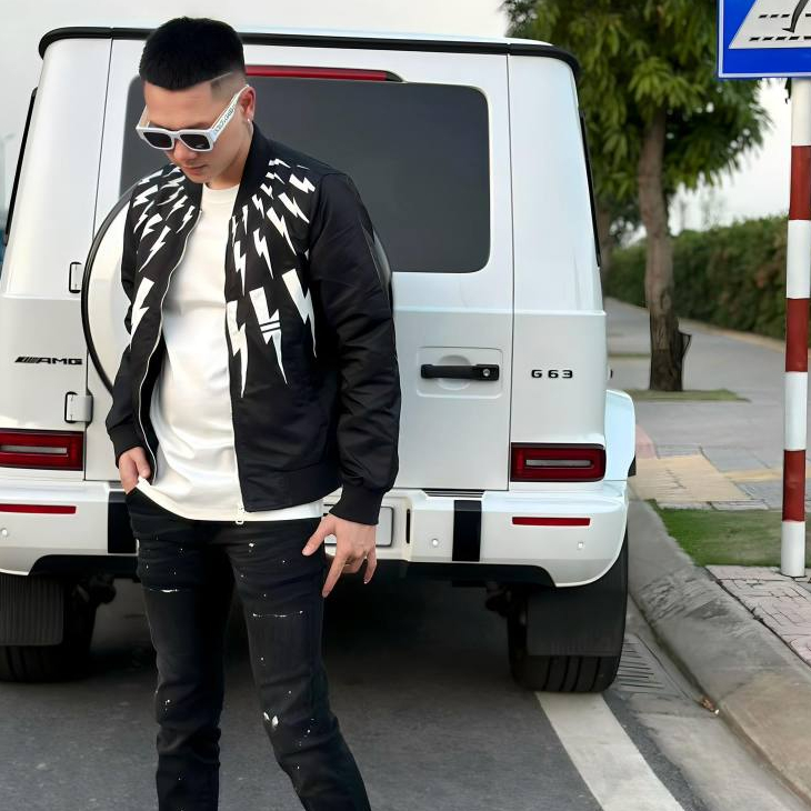 Áo Khoác Bomber Neilbaret Gió Hai Lớp Họa Tiết In Tia Sét Sâc Nét , Bomber Gió Hót Trend 2023