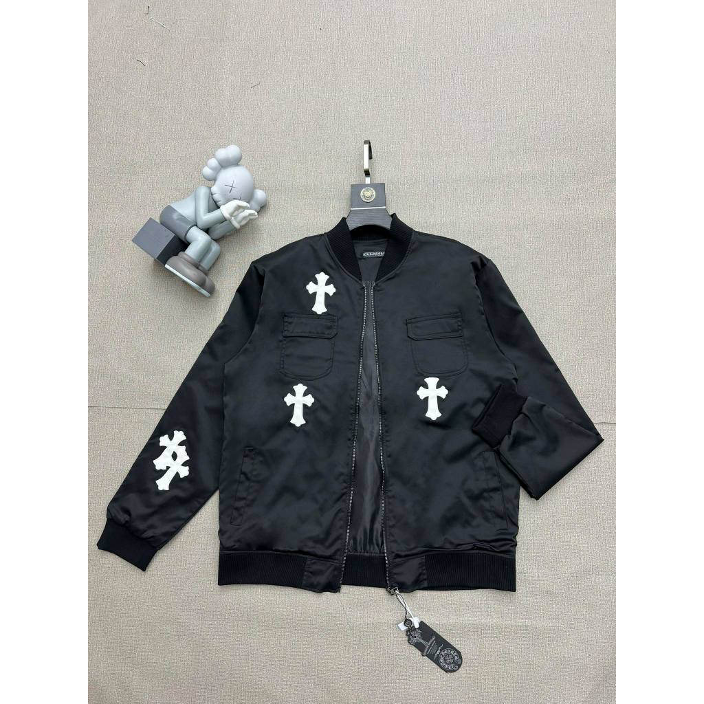 Áo Khoác Bomber Chorme Họa Tiết Chữ Thập . Áo Khóa Chữ Thập Siêu Cấp