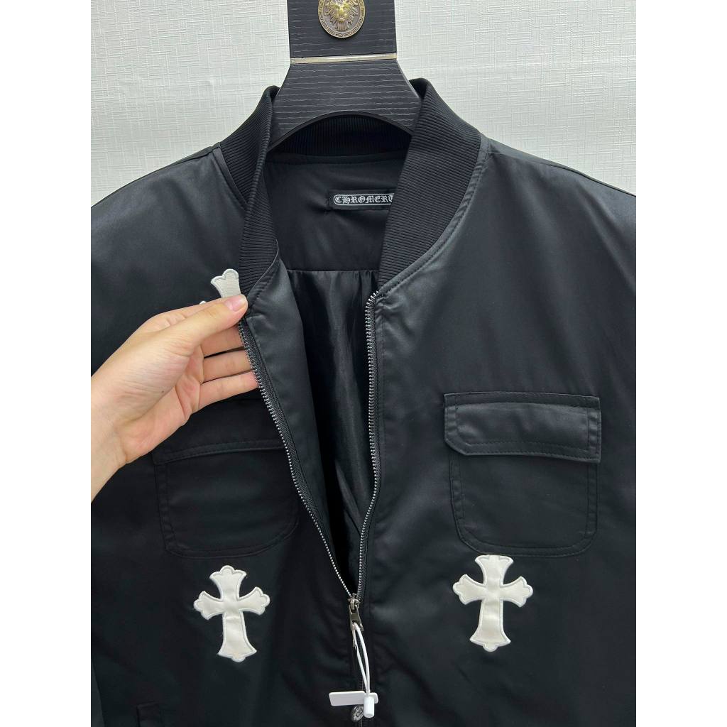 Áo Khoác Bomber Chorme Họa Tiết Chữ Thập . Áo Khóa Chữ Thập Siêu Cấp