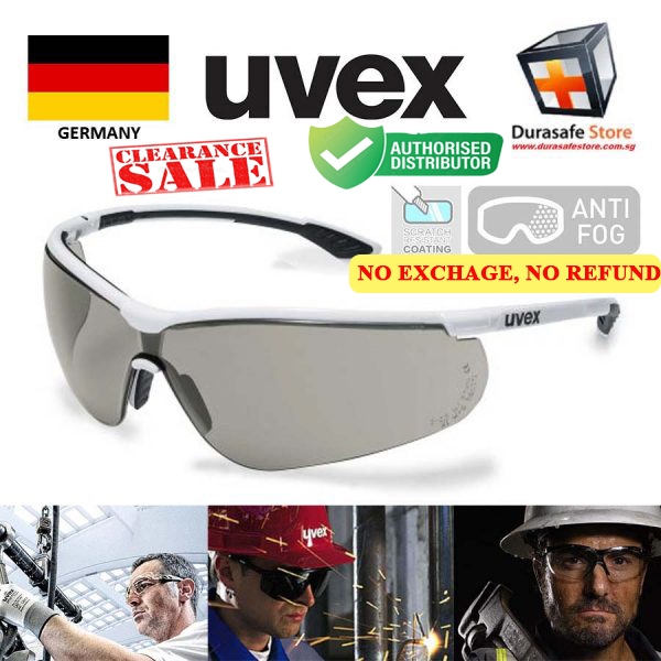 Kính bảo hộ UVEX 9193280 Sportstyle Gọng Trắng phối Đen, tròng Đen khói Grey Supravision Extreme Len (kèm hộp chống sốc)