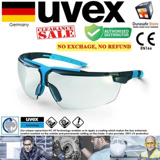KÍNH UVEX 9190275 I-3 Safety Glasses Clear Supravision HC-AF Len (Gọng Đen phối Xanh, Tròng Trong Suốt), (kèm hộp)