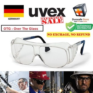 Kính bảo hộ UVEX 9161005 Over-the-Glass (OTG) Gọng Xanh, Tròng Clear có thể đeo ngoài kính cận