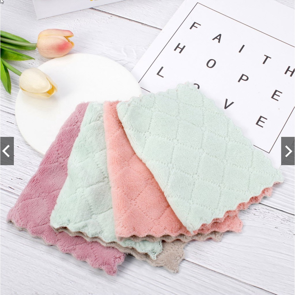 Khăn lau bếp đa năng hàng loại 1 thấm hút nước, vải lông mềm mịn, lau khô nước, giặt siêu nhanh khô