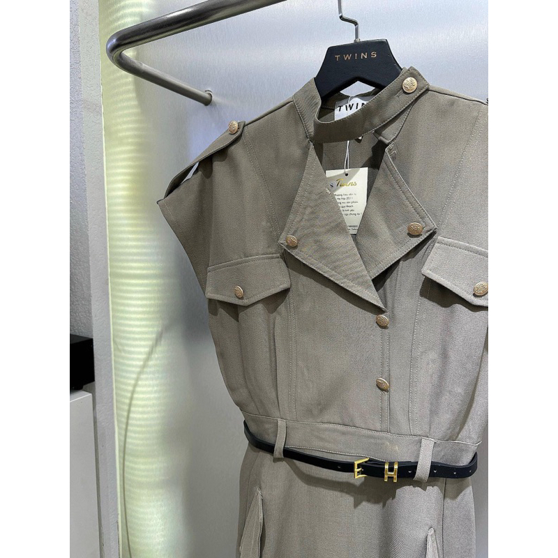 Set váy đầm dáng dài công sở nữ army thanh lịch dáng dài kèm belt