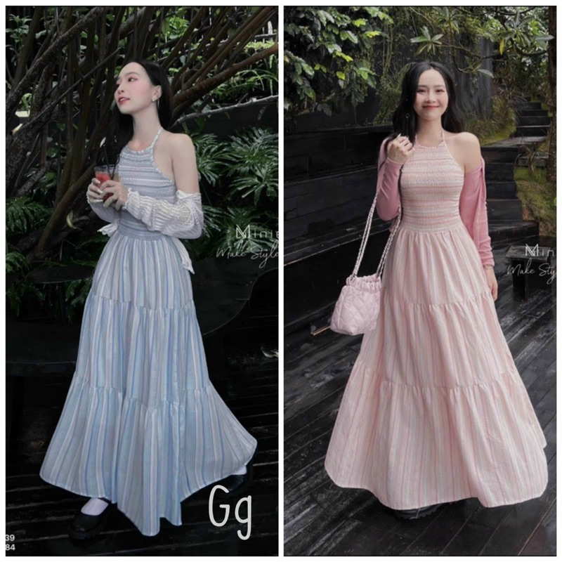 Đầm maxi đi biển kèm áo khoác TRIPBLE T DRESS - Free size