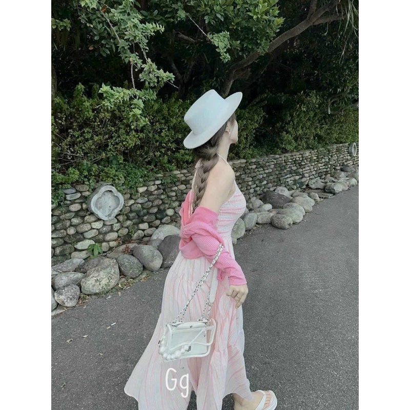 Đầm maxi đi biển kèm áo khoác TRIPBLE T DRESS - Free size