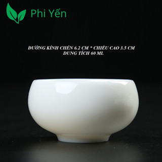 Chén uống trà sứ bạch định thấu quang cảnh đức trấn
