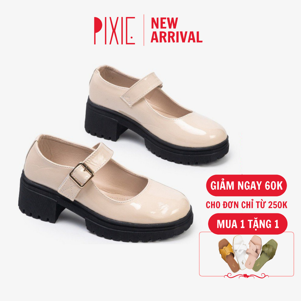 Giày Cao Gót Oxford 5cm Quai Cài Ngang E145- Pixie