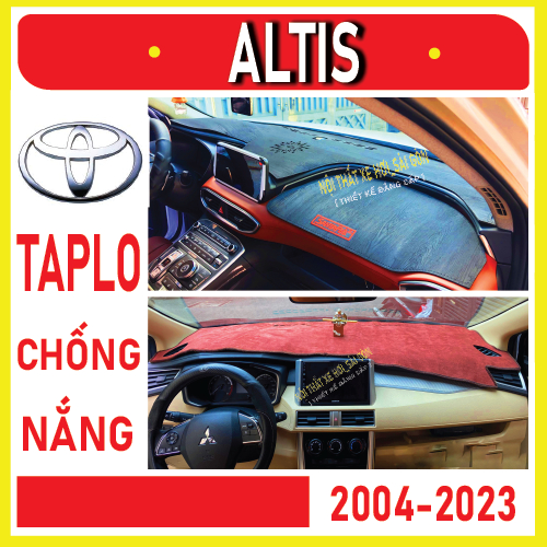 Thảm taplo xe Toyota Altis 2004 đến 2023 da carbon, thảm nhung, thảm che nắng da carbon cao cấp