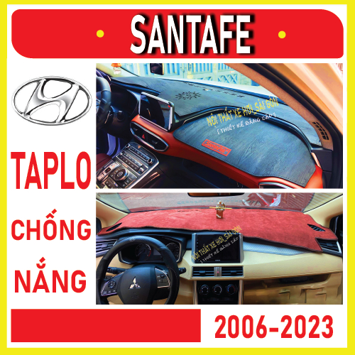 Thảm taplo xe hyundai santafe 2007 đến 2023 da carbon, thảm nhung, thảm che nắng chống nóng da cacbon cao cấp