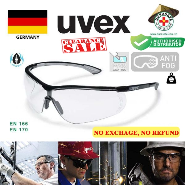 Kính UVEX 9193080 sportstyle clear supravision plus chống trầy xước, chống đọng sương 2 mặt, tặng hộp chống sốc