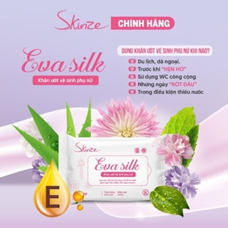 Khăn ướt vệ sinh phụ nữ Skinze Eva Silk giảm mùi hôi giảm thâm dưỡng ẩm