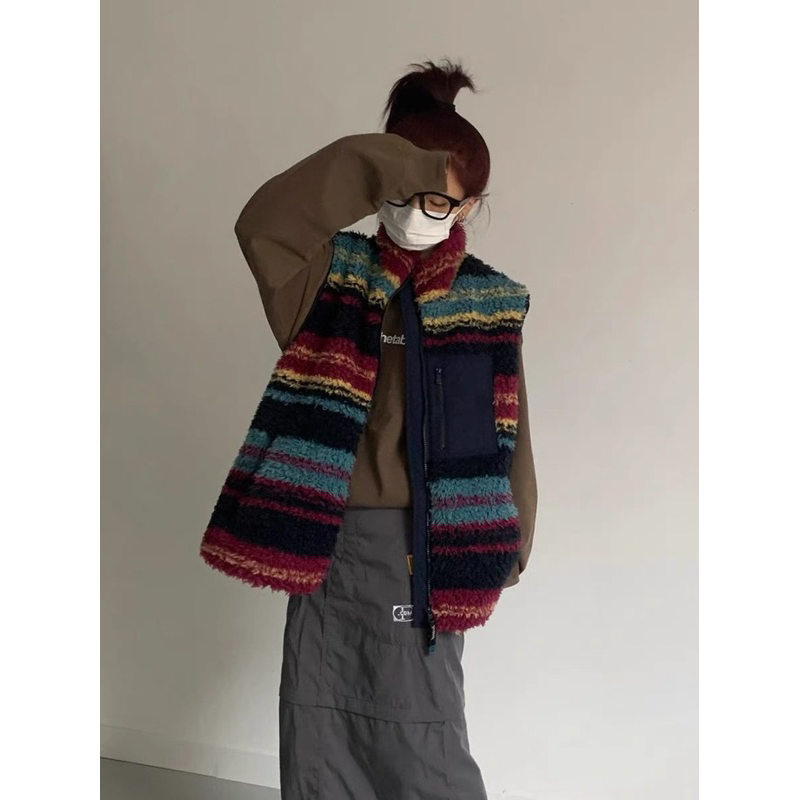 Áo khoác gile kẻ mùa đông