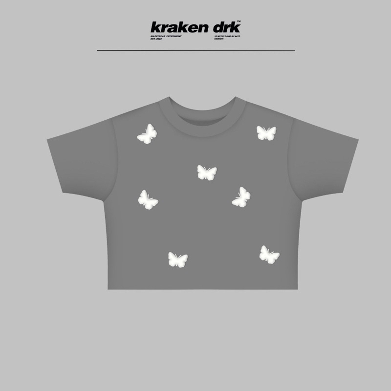 Áo croptop thun gân bướm in nổi