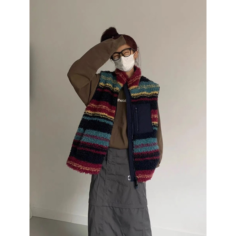 Áo khoác gile kẻ mùa đông