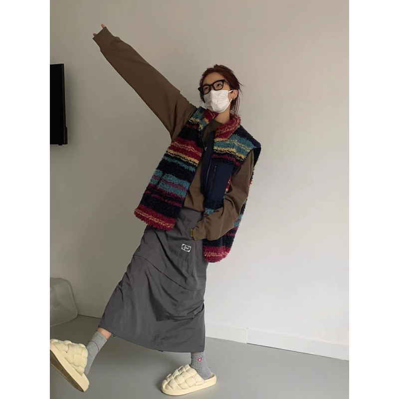 Áo khoác gile kẻ mùa đông