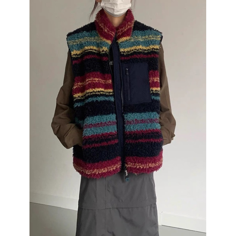 Áo khoác gile kẻ mùa đông