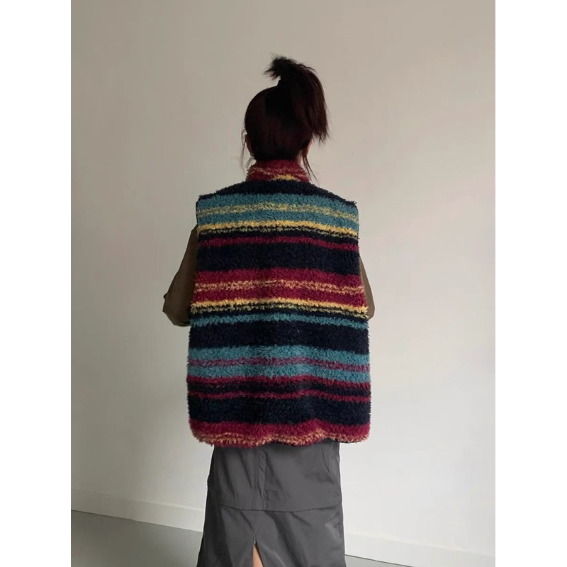 Áo khoác gile kẻ mùa đông