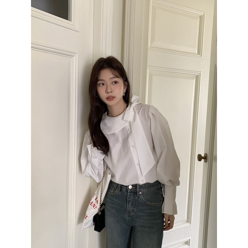 New sơmi trắng tay phồng tiểu thư cho nữ