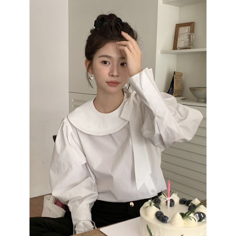 New sơmi trắng tay phồng tiểu thư cho nữ