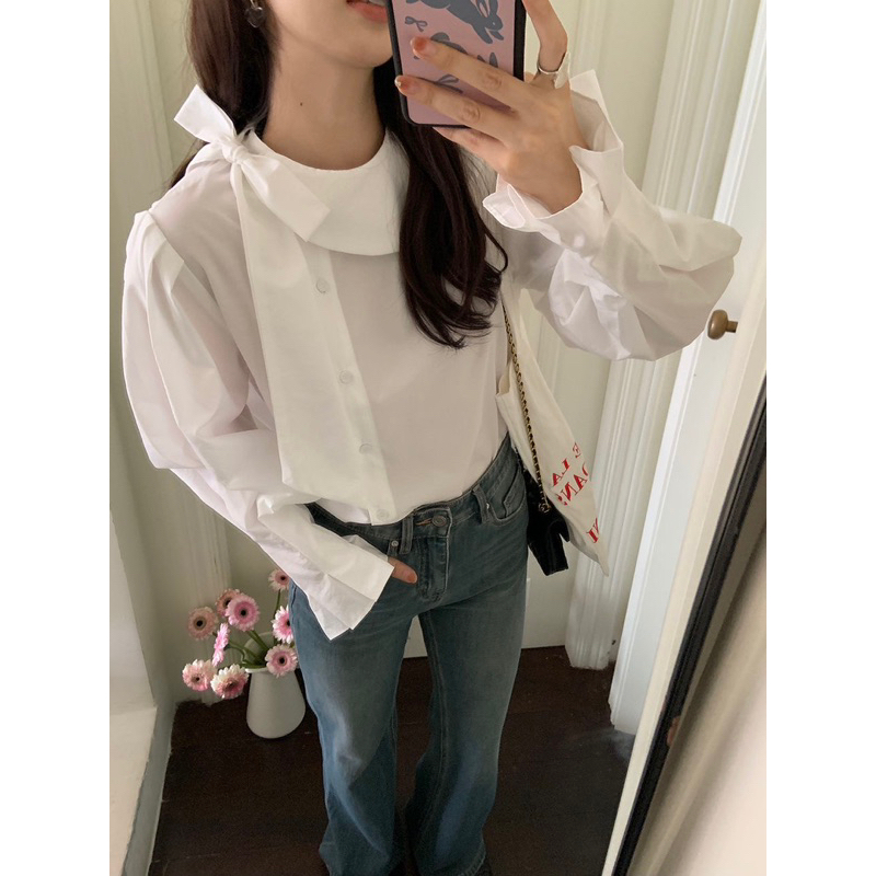 New sơmi trắng tay phồng tiểu thư cho nữ