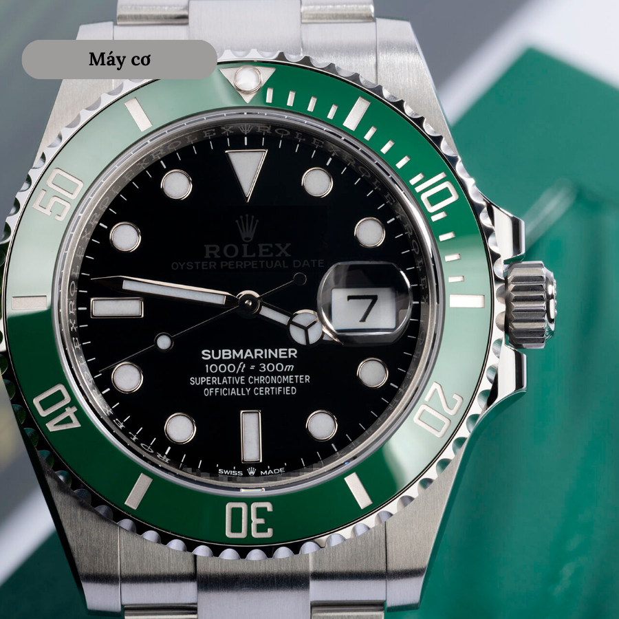 Đồng hồ cơ nam RLX Submariner Date 126610 vòng Benzel xoay, mặt kính Mineral, chống nước 5 ATM,dây thép đeo tay cao cấp
