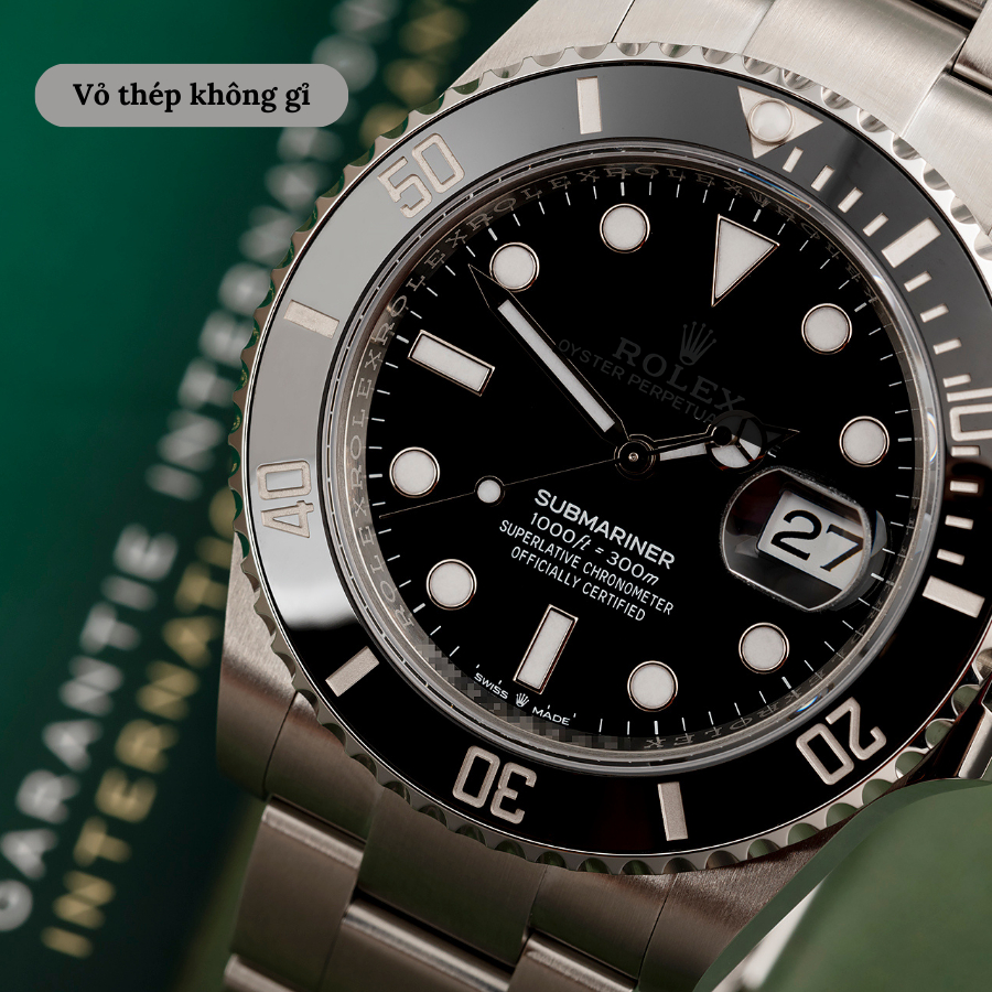 Đồng hồ cơ nam RLX Submariner Date 126610 vòng Benzel xoay, mặt kính Mineral, chống nước 5 ATM,dây thép đeo tay cao cấp