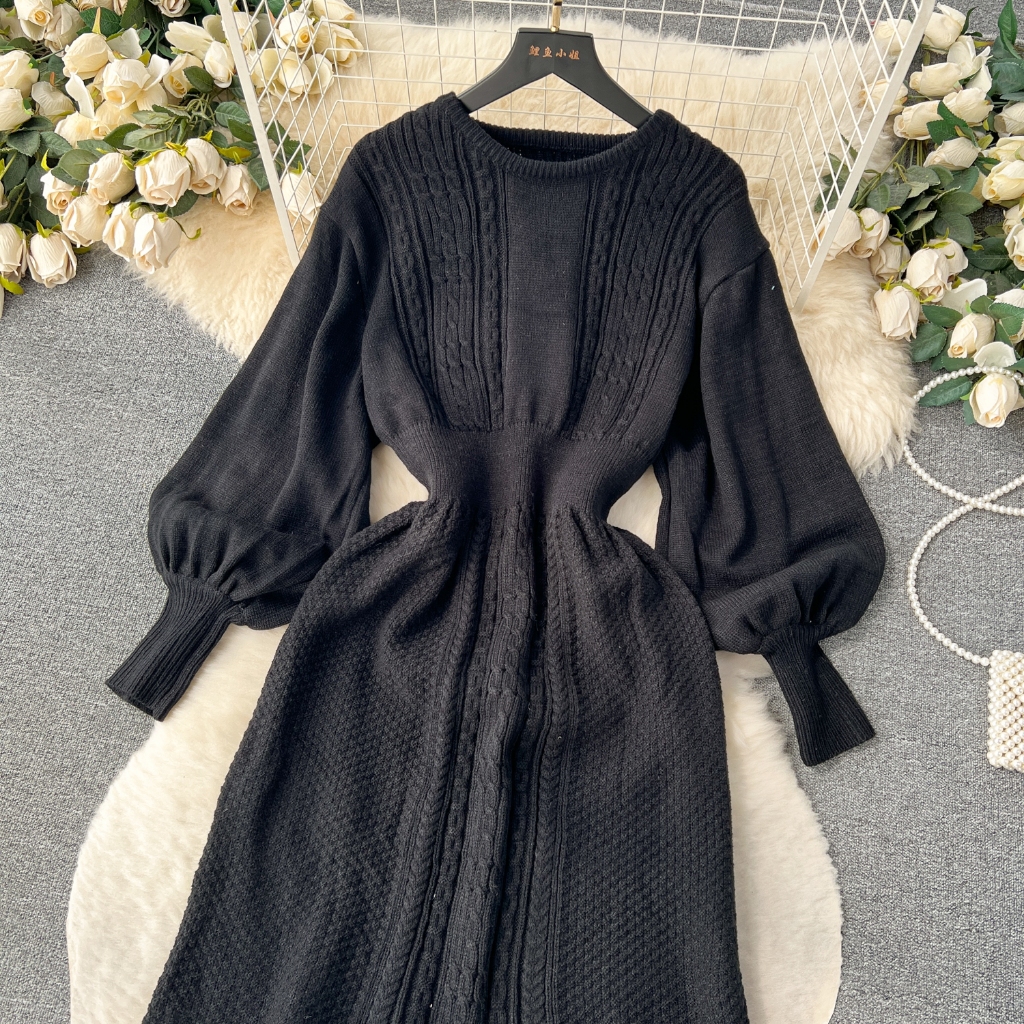 Đầm len xoè nữ tay bồng bềnh max xinh