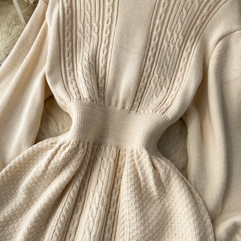 Đầm len xoè nữ tay bồng bềnh max xinh