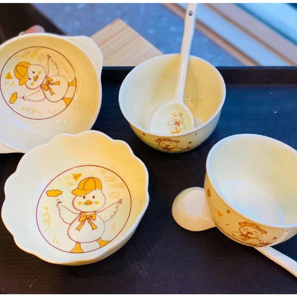 Bộ bát ăn dặm cho bé bằng gốm sứ nhiều màu dễ thương