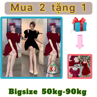 Đầm nhung khoét vai dáng ngắn