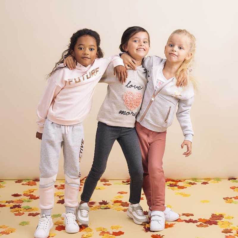 Bộ Nỉ Thể Thao Bé Gái Ghi Phối Hồng Orche