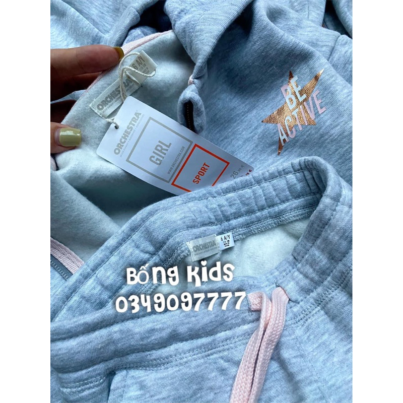 Bộ Nỉ Thể Thao Bé Gái Ghi Phối Hồng Orche