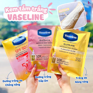 Set tắm trắng da toàn thân Vaseline Healthy Bright Whitening Body Shower Thái Lan gói 120g