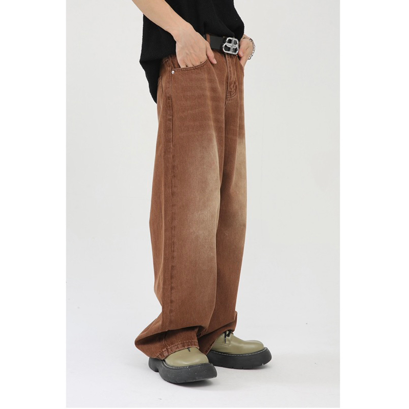 Quần Jeans Baggy wash nâu loang ms 1027