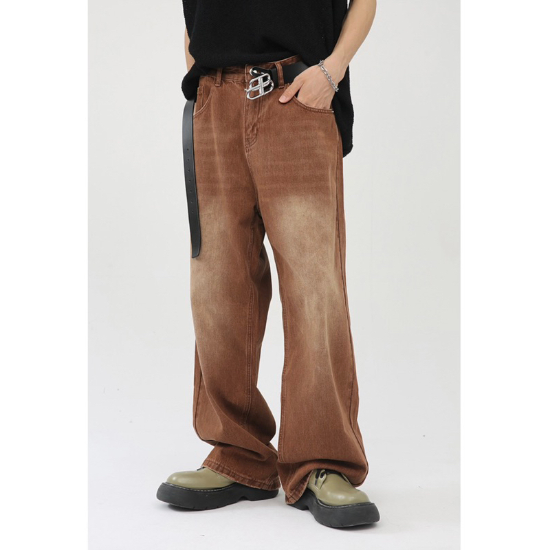 Quần Jeans Baggy wash nâu loang ms 1027