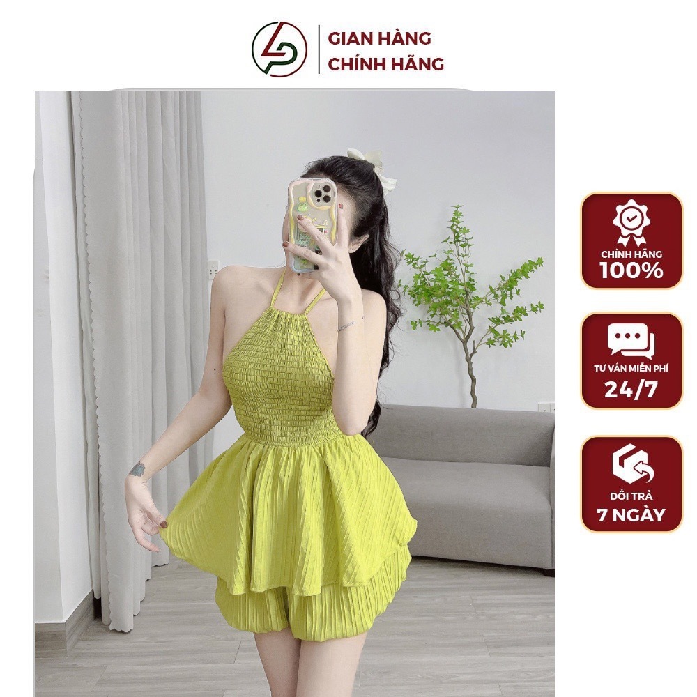 Bộ Yếm Cột Dây Có Mút Sẵn,Quần Bí lưng Thun 2 Lớp_Ảnh thật của Shop