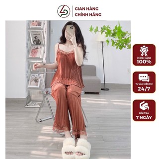 Sét bộ dập ly áo dây quần ống rộng phối ren-lp ảnh thật